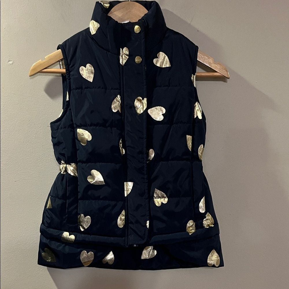 Kids Imoga Navy and Gold Heart Puffer Vest
